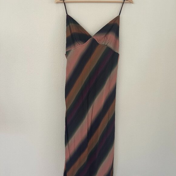 Dissh Lulu Ombre Stripe Maxi Slip Sleeveless Dress Side Zip SZ8 Summer Party